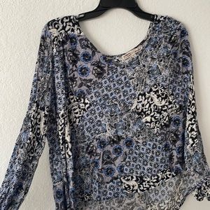Blue and Black floral top